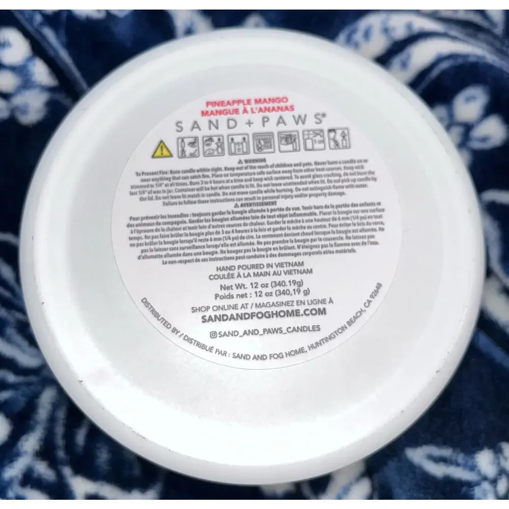 NEW! Sand + Paws Pineapple Mango 12 oz Scented Candle